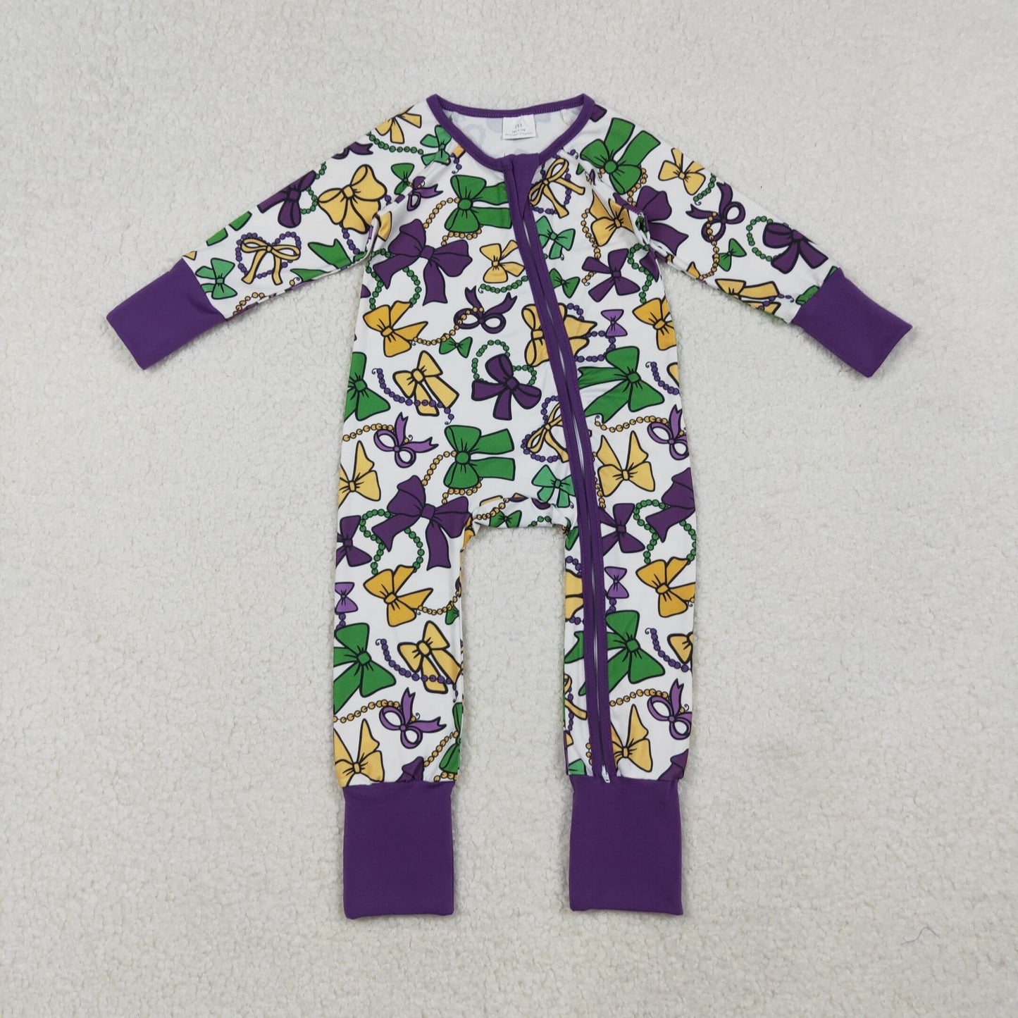 RTS NO MOQ Sibling Baby boy girls clothes mardi gras long-sleeve rompers