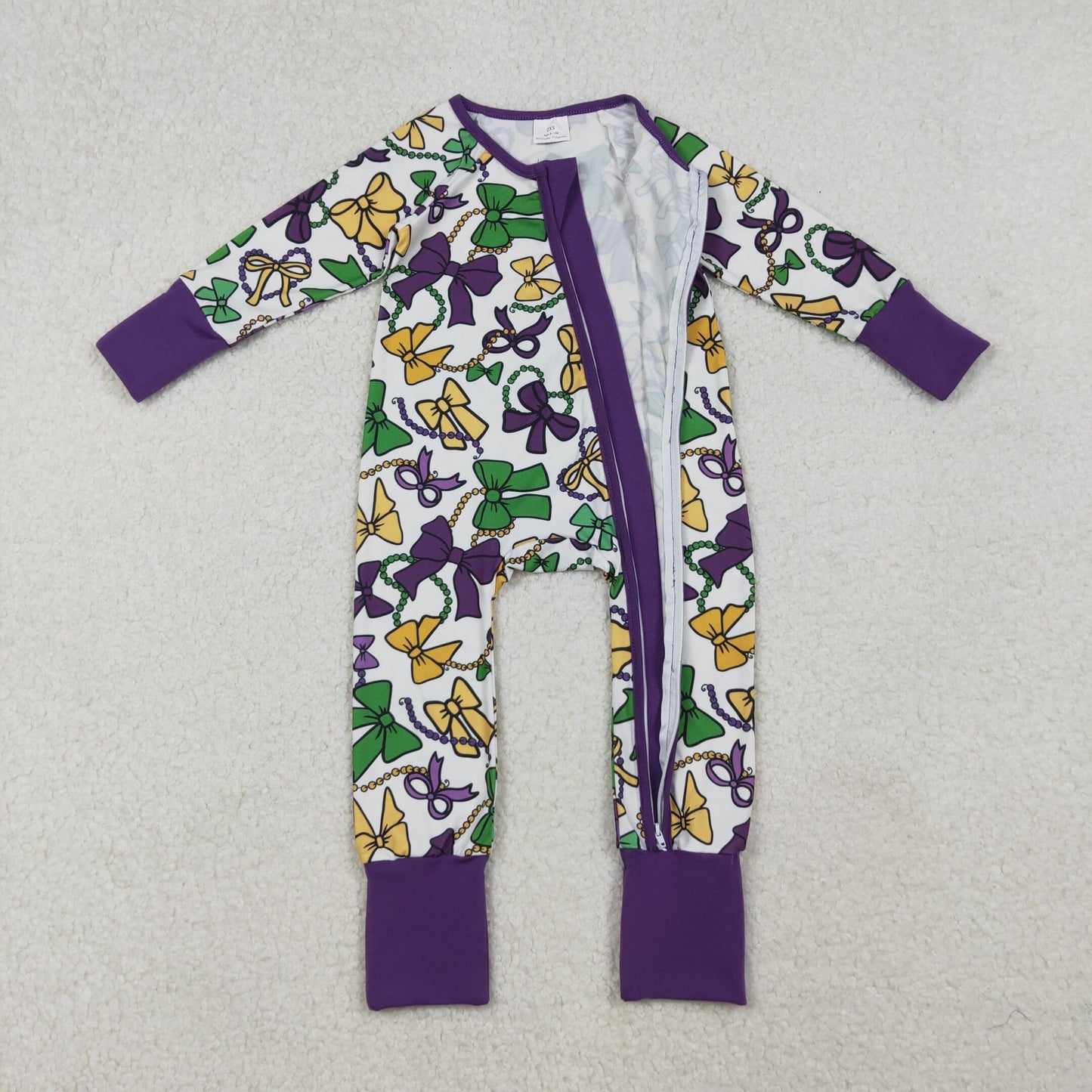 RTS NO MOQ Sibling Baby boy girls clothes mardi gras long-sleeve rompers