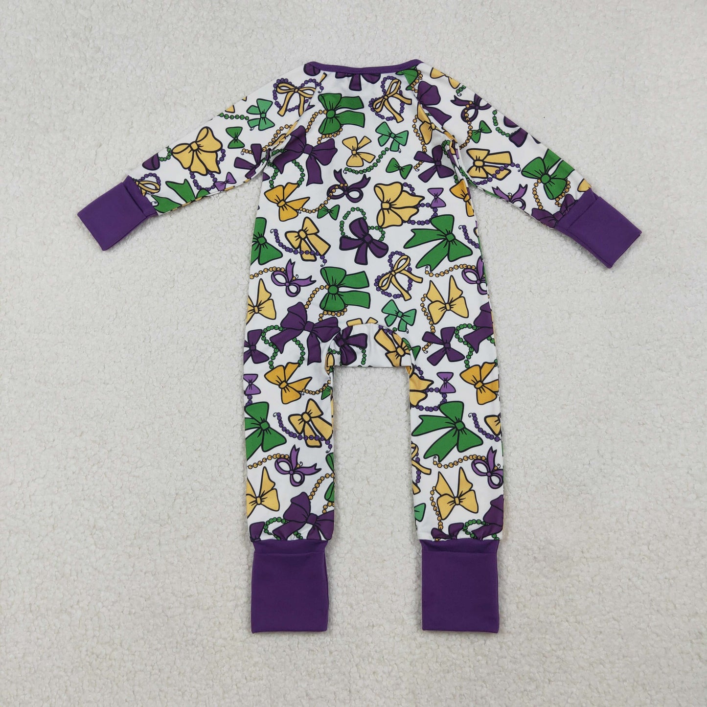 RTS NO MOQ Sibling Baby boy girls clothes mardi gras long-sleeve rompers