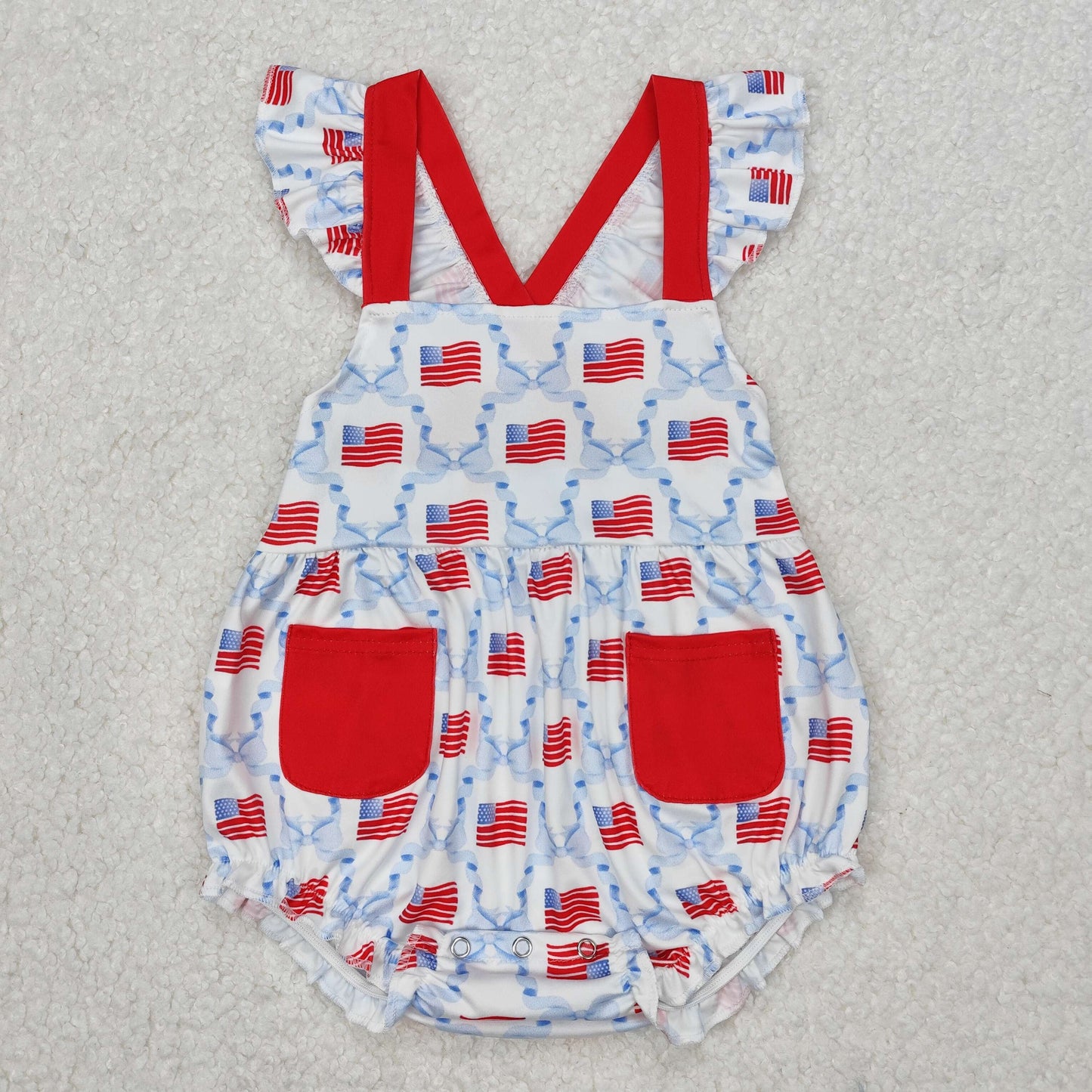 RTS baby girls clothes 4th of july short Sleeve dress romper