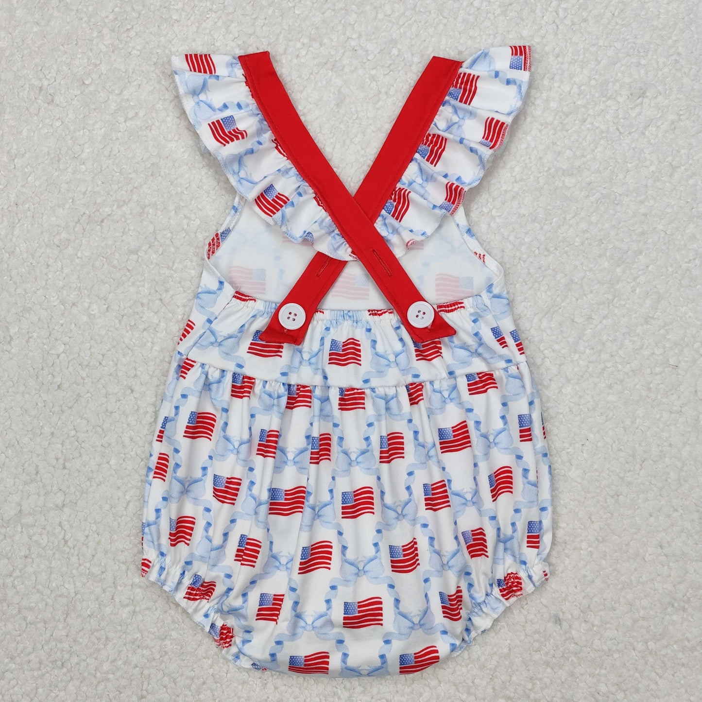 RTS baby girls clothes 4th of july short Sleeve dress romper