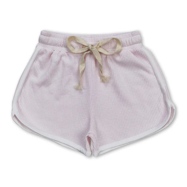 RTS NO MOQ Sibling Baby Girls Bright Pink Summer Sports Design Shorts