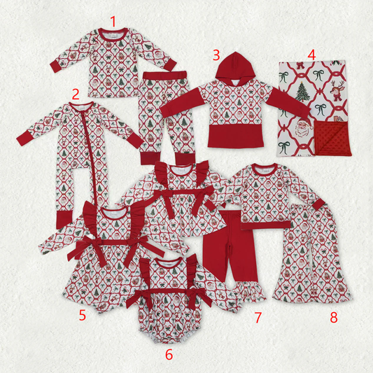 RTS Sibling baby girls clothes Christmas long Sleeve pants sets 3 and dress and rompers 2 and top and blanket