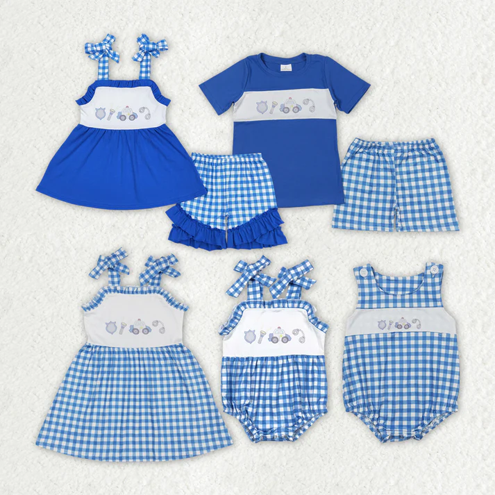 RTS Boys and girls police Short Sleeve Shorts sets dress romper