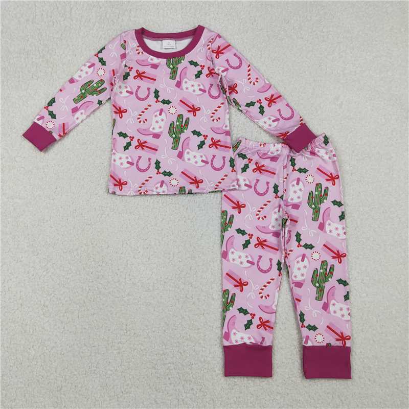 Baby Girls Pink Cactus Christmas Collection - Pajama Set & Zipper Romper