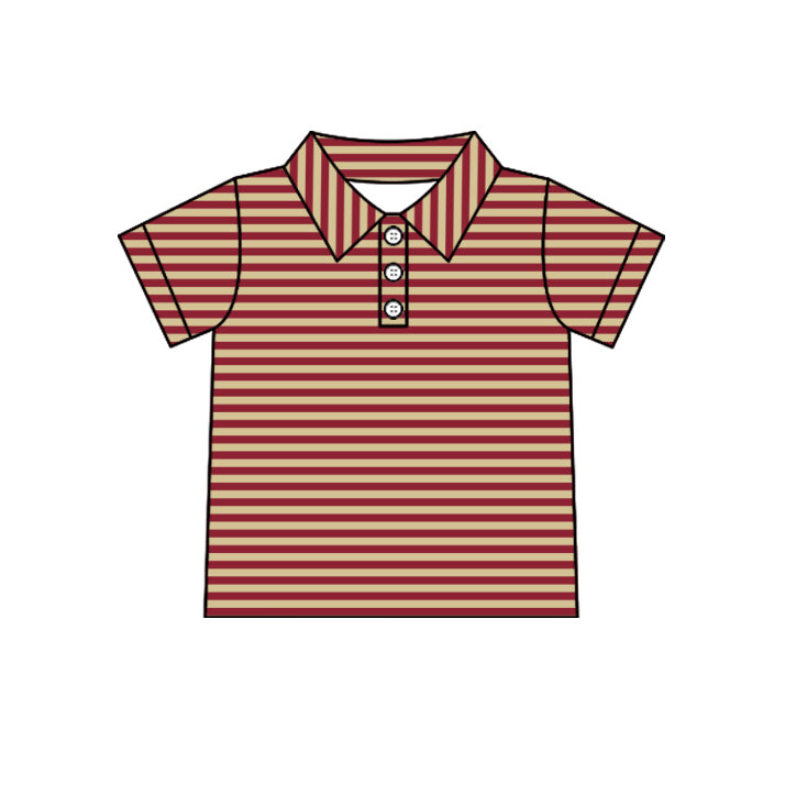 custom moq 5 mix size  XY072506 Baby Boys Stripe Print Short Sleeve Button Polo Shirt Casual Top