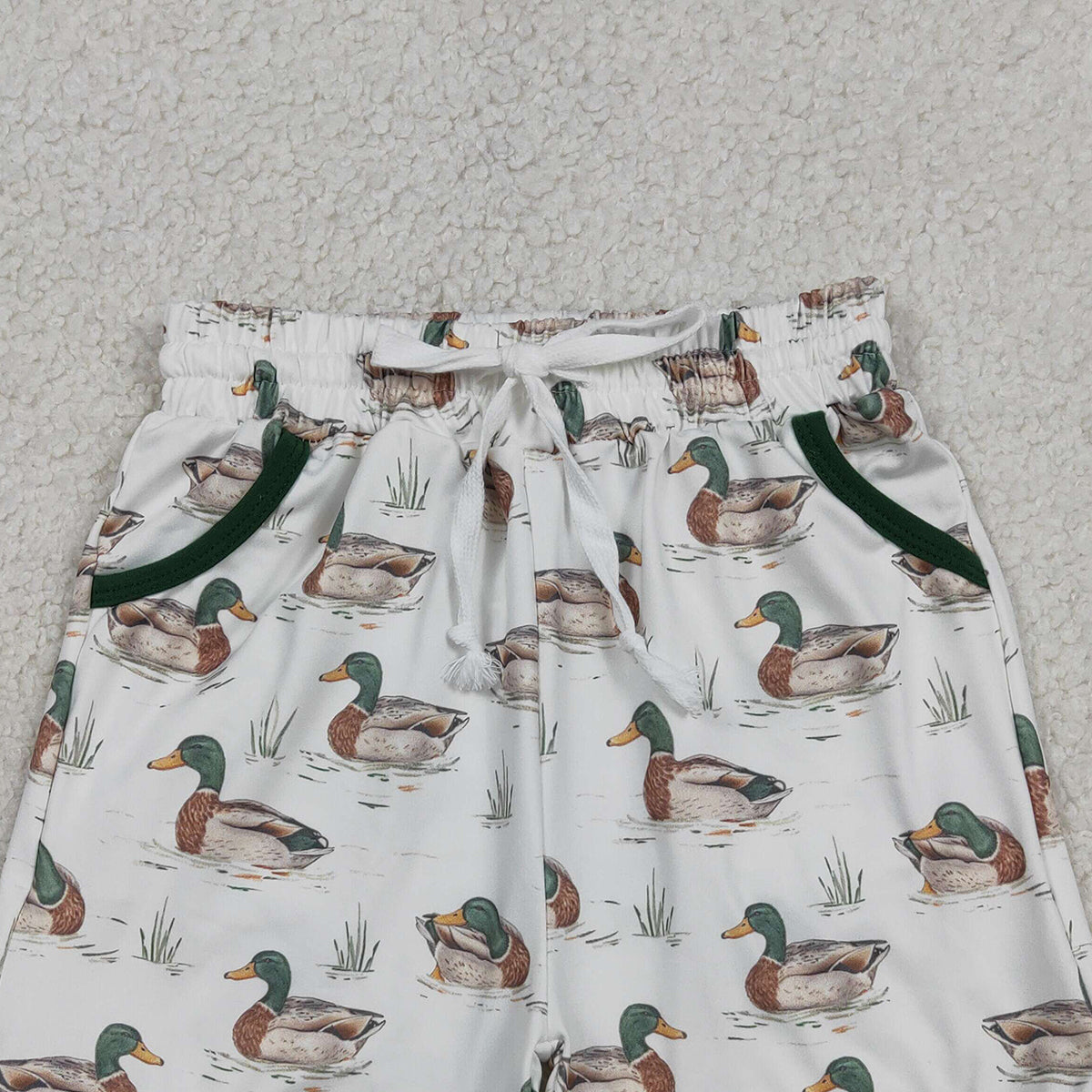 RTS NO MOQ SS0677 Baby Boys Hunting Pockets Shorts Bottom Ducks Print Comfortable Cotton Clothing for Babies