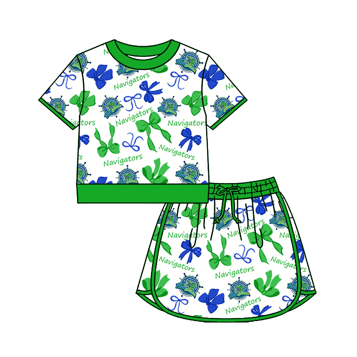 custom moq 5 mix size XY070206 Baby Girls Bow Short Sleeve Short Skort Outfit Set