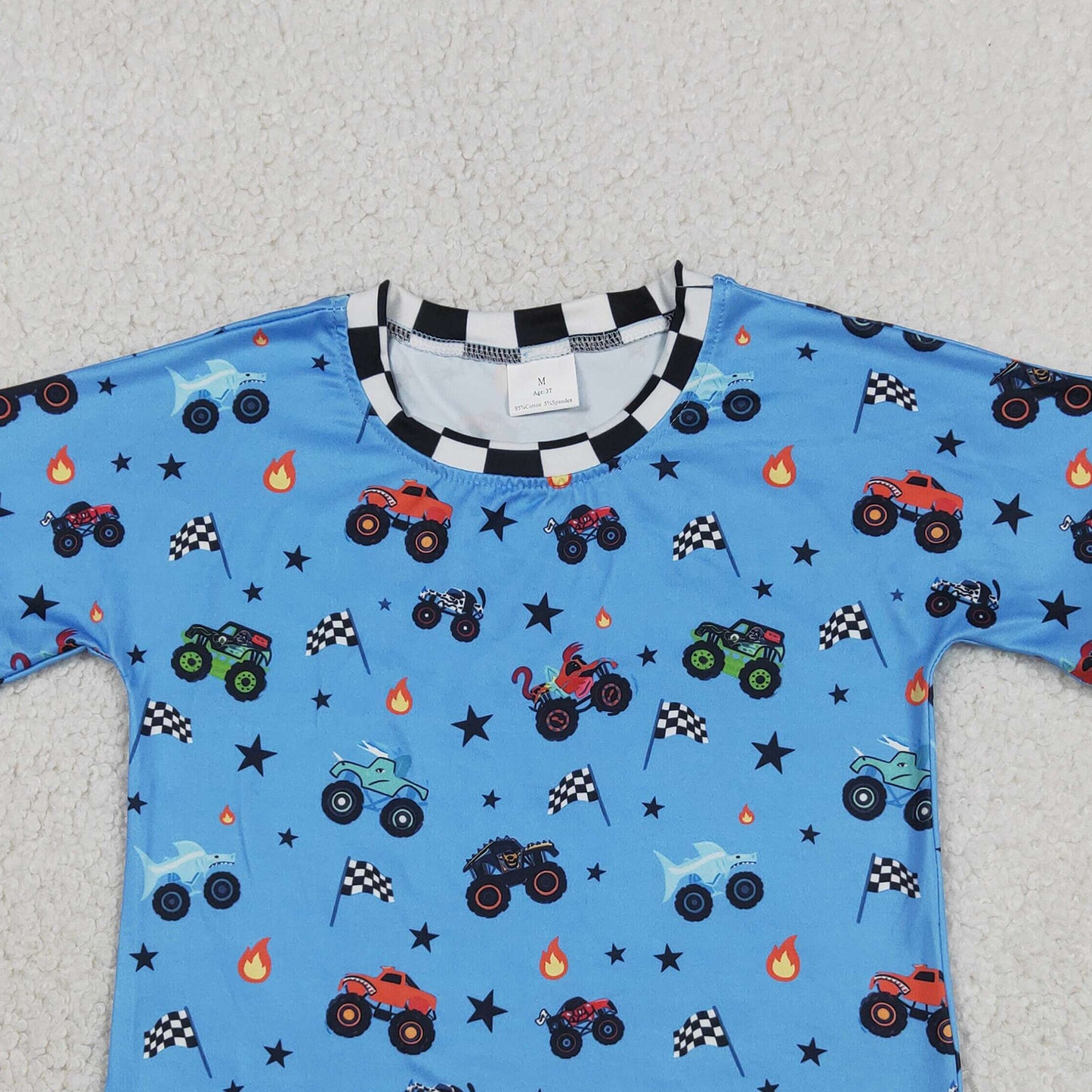 RTS NO MOQ milk silk BT1496+SS0736 Baby Boys 4th of July Car Flag Print Top And Shorts Set