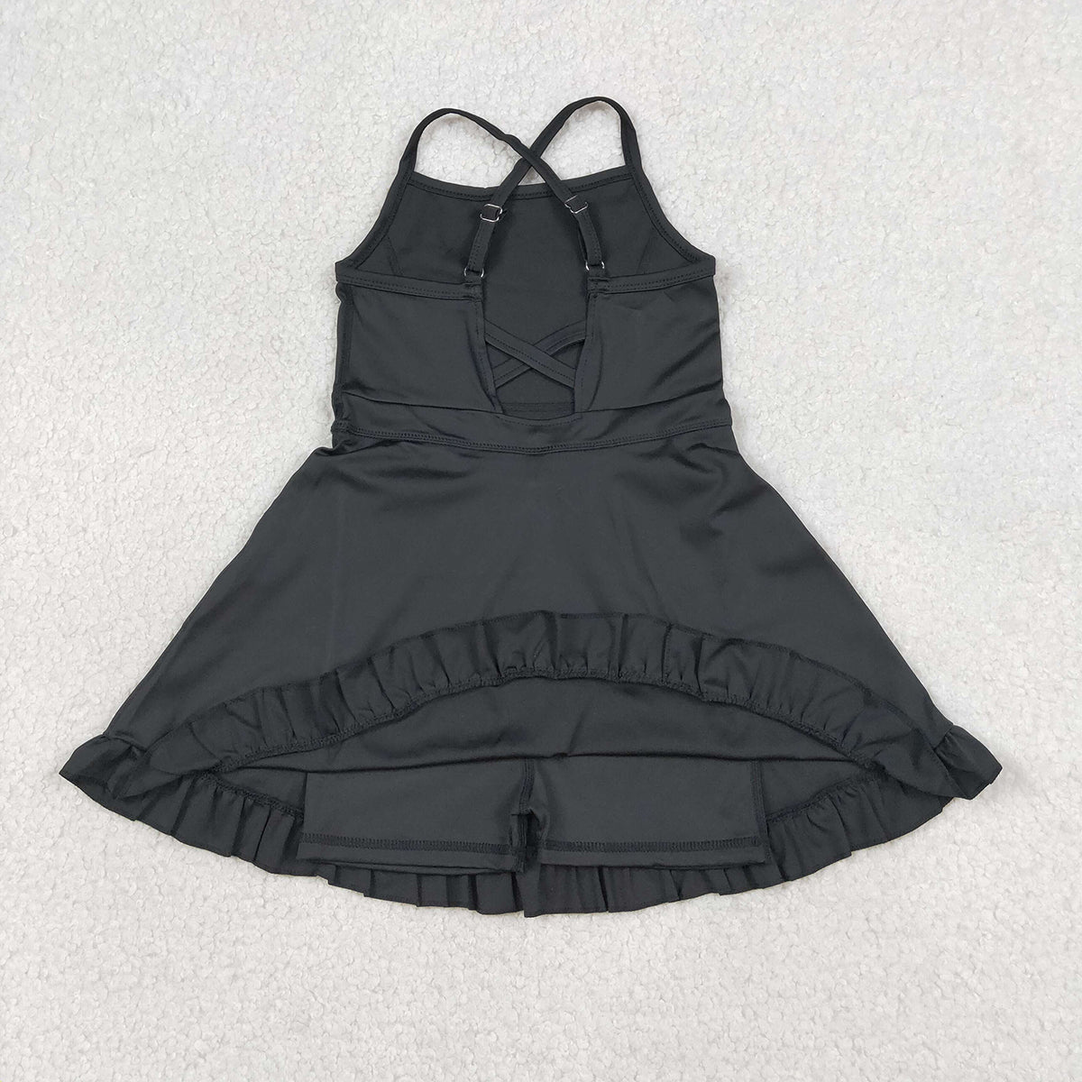 RTS NO MOQ S0552 Baby Girls Black Knit Knee-Length Active Wear Dresses Infant Casual Fashion Outfit for Girls