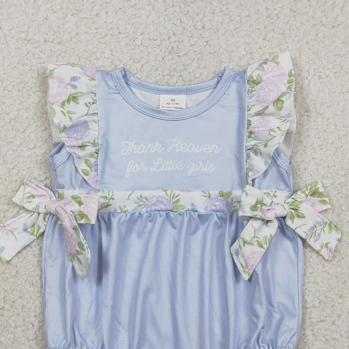 RTS NO MOQ SR3506 Little Girls Floral Bows Ruffle Rompers Baby Girl Outfit