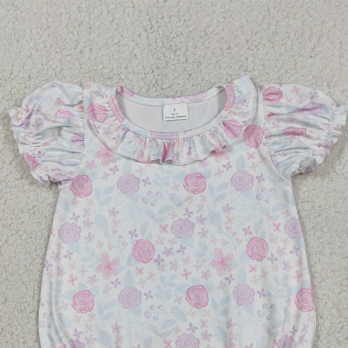 RTS NO MOQ SR4023  Baby Girls Colorful Flowers Rompers Short Ruffle Sleeve Cute Baby Girl Outfit Infant Clothing
