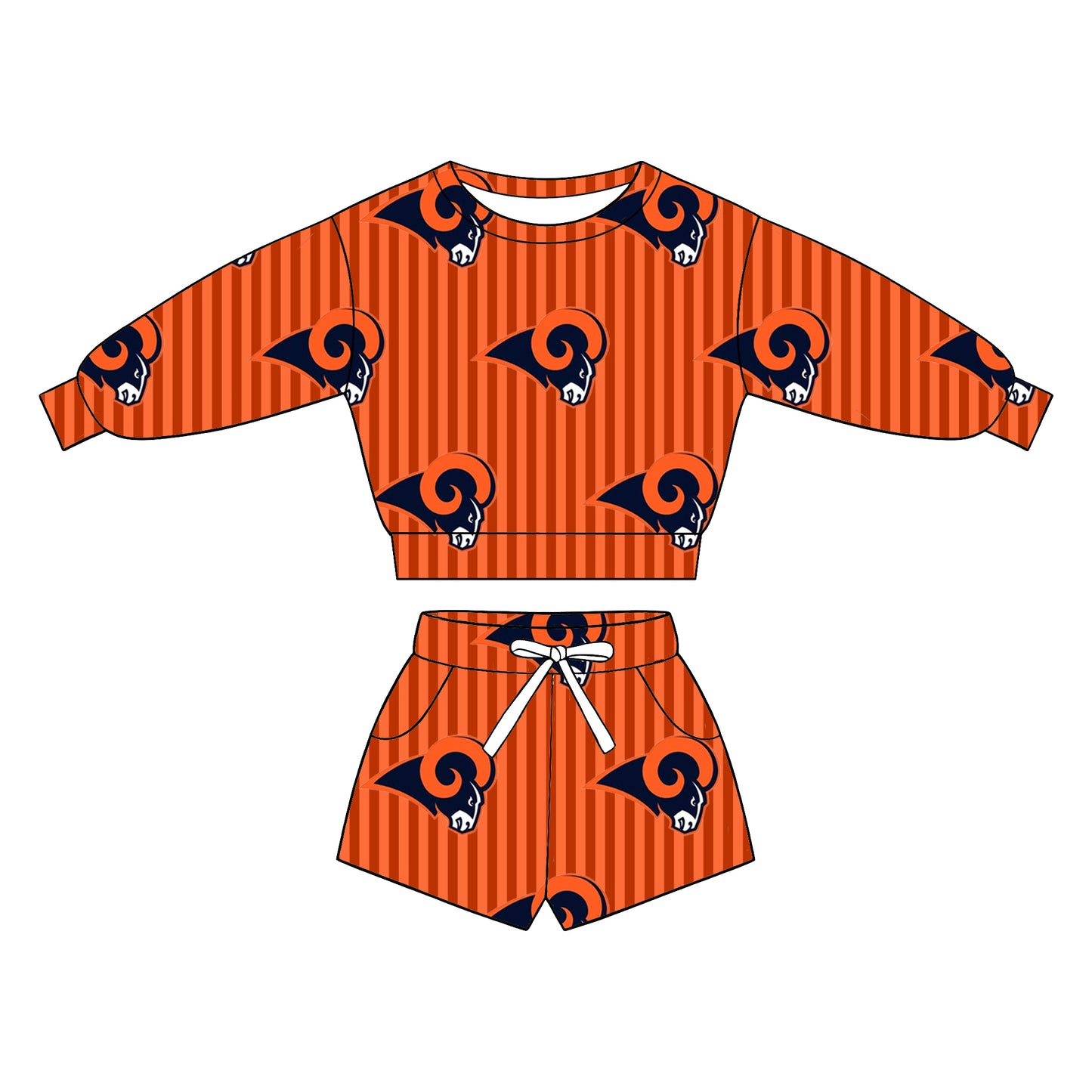 custom moq 5 mix size XY072006 Baby Kids Stripe Long Sleeve Top Drawstring Shorts Team Casual Outfit Set