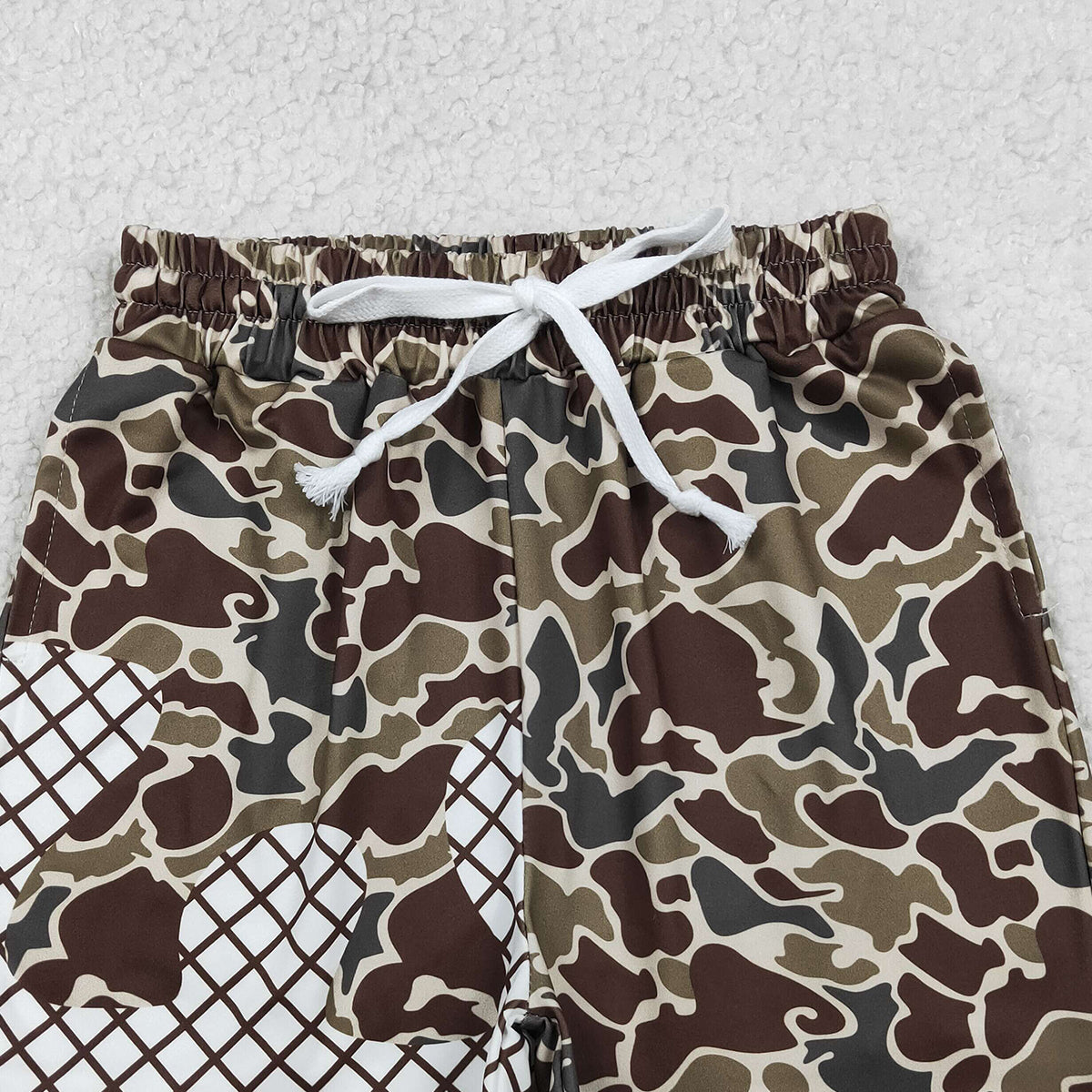 RTS NO MOQ SS0650 Baby Boys Dark Brown Camouflage Drip Team Shorts Bottom for Infants
