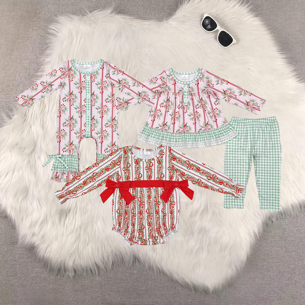 RTS NO MOQ Baby Girls and Boys Christmas trees pants sets and rompers