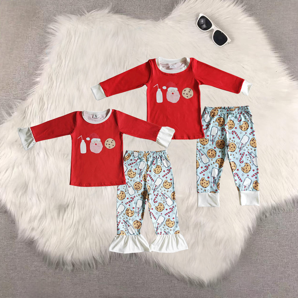 RTS NO MOQ Sibling baby girls boys clothes Christmas long-sleeved trousers suit