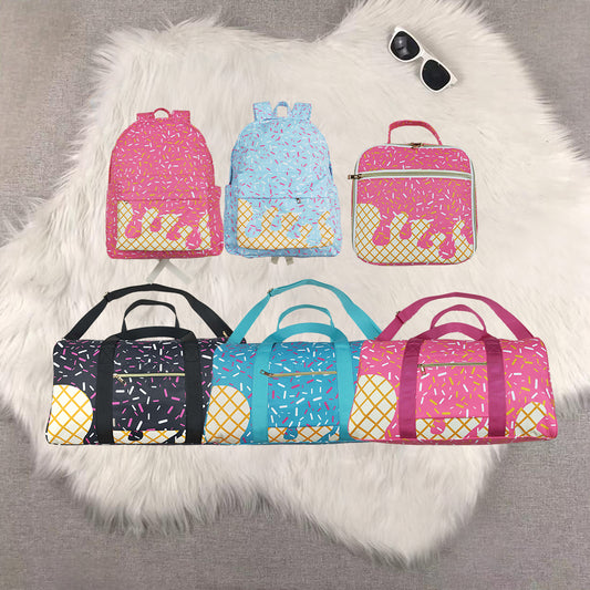RTS NO MOQ Sibling baby kids clothes team ice cream summer kids backpacks and lunch box