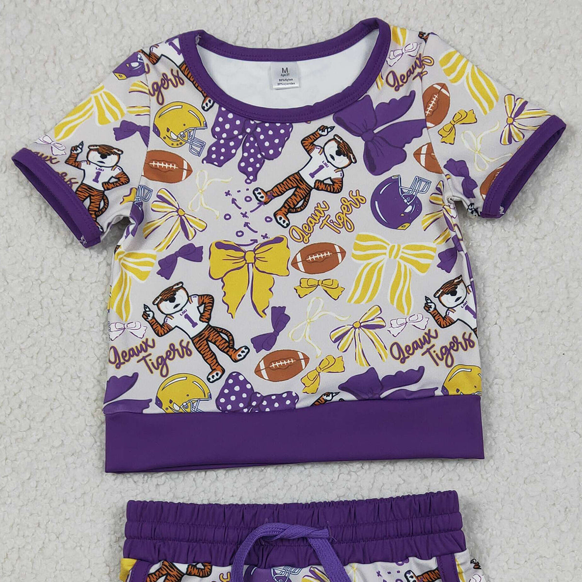 RTS NO MOQ GSD3695 Baby Girls Bow Football Top Skirt Short Set Active Yoga Clothes Team Outfit