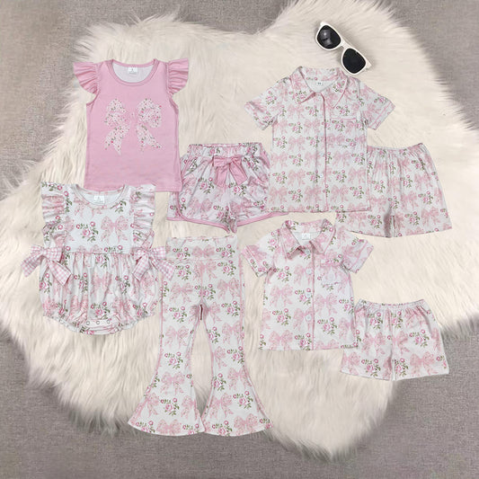 RTS NO MOQ Sibling baby girl clothes floral Rompers Clothes Sets and romper and pants and adult sets