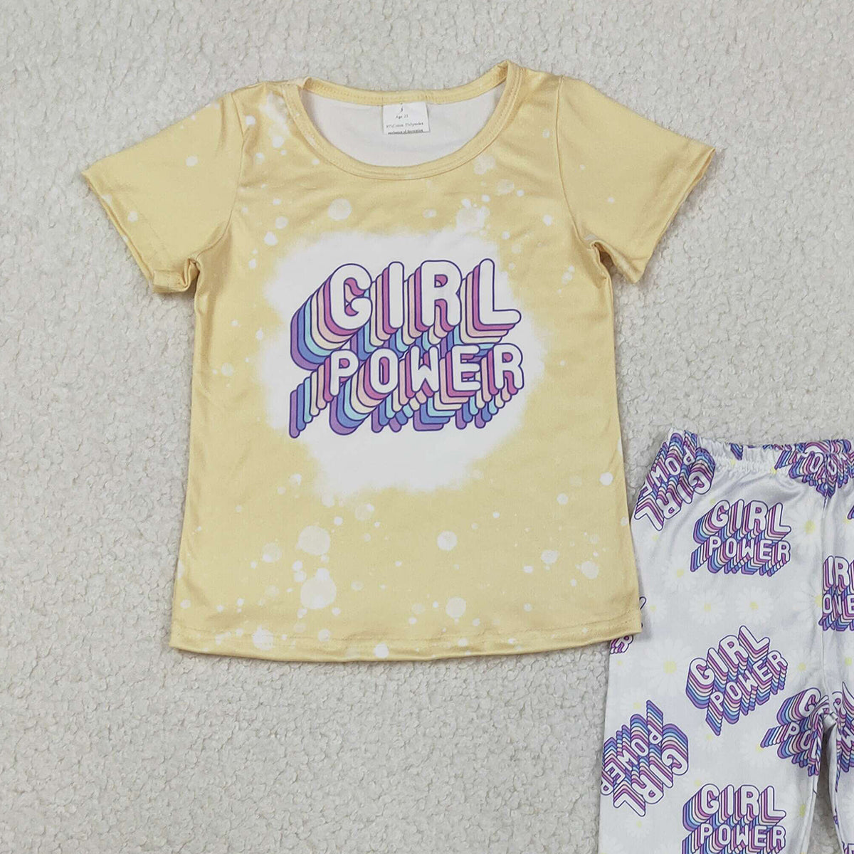 RTS NO MOQ GSPO1092 Baby Girl Short Sleeve Shirt Top with Bell Bottom Pants Outfit Set Cute Casual Clothing