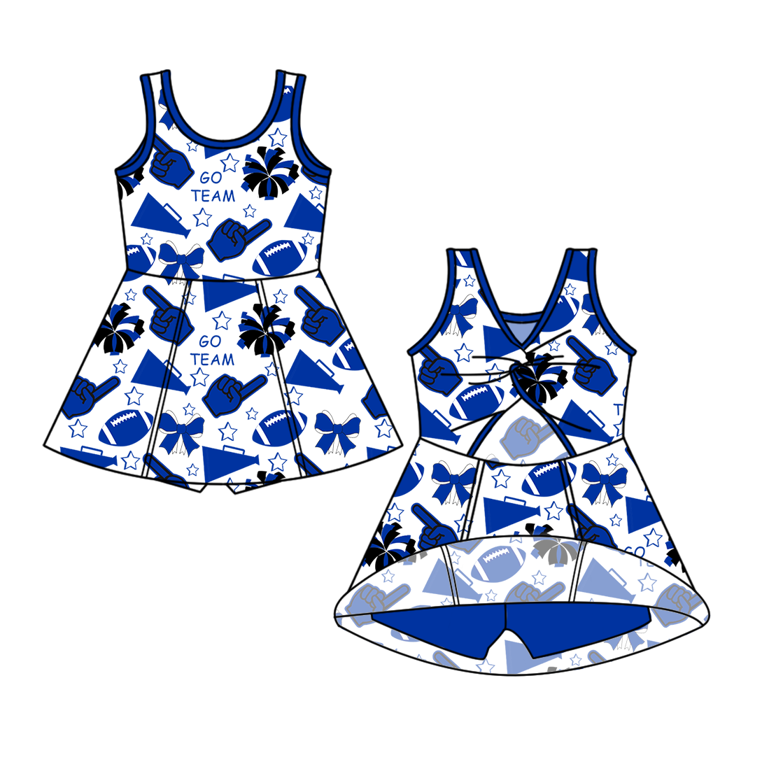 Custom moq 5 mix sizes summer teams baby girls clothes team blue short sleeve skirts shorts sets and dress-25.6.7