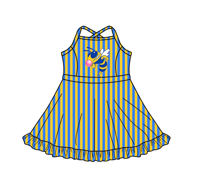 custom moq 5 mix size XY071706 Baby Girls Stripe Strap Knee Length Activity Wear Yoga Skort Dress