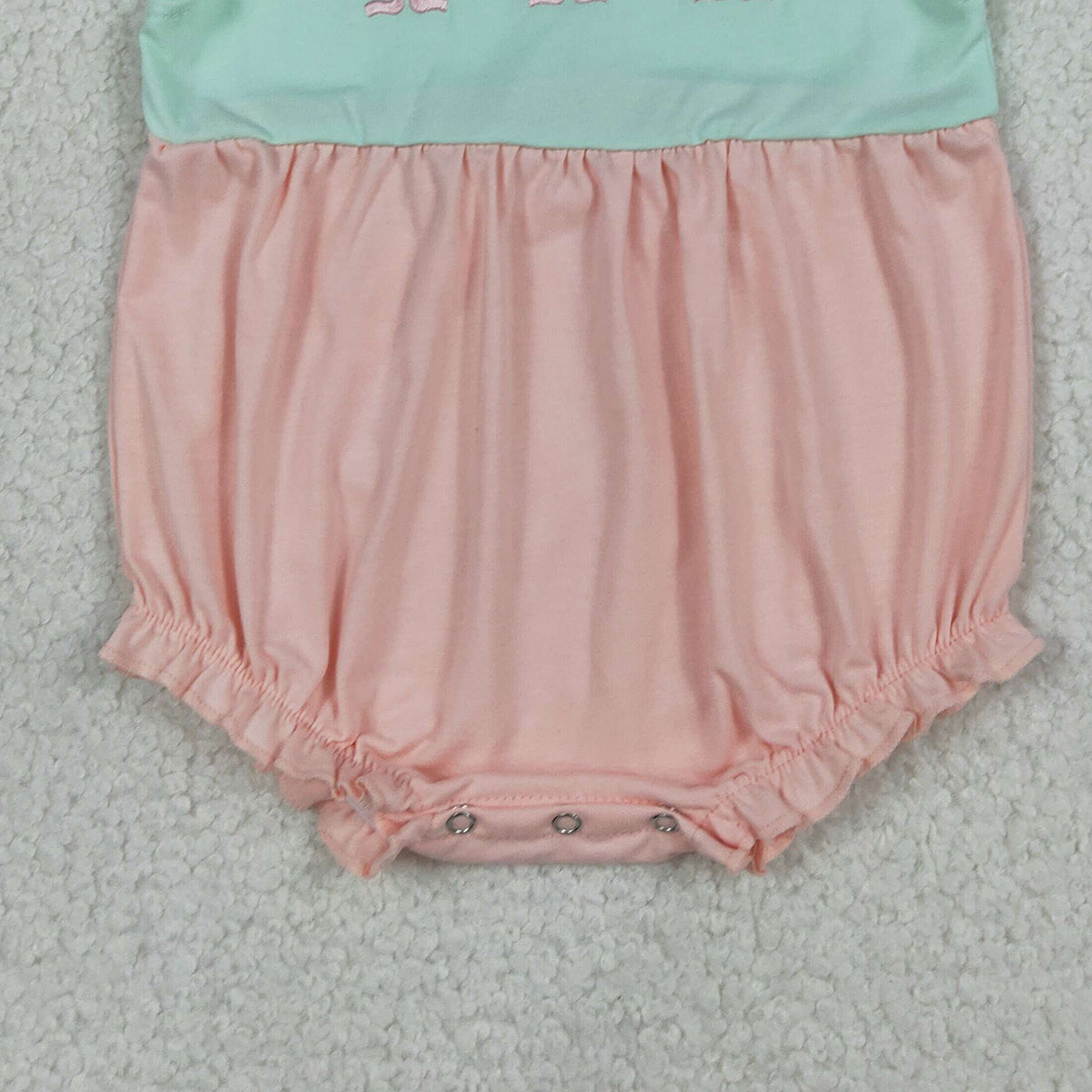 RTS NO MOQ SR3895 Baby Girls Embroidery Bows Rompers with Flutter Sleeve Patchwork Ruffle