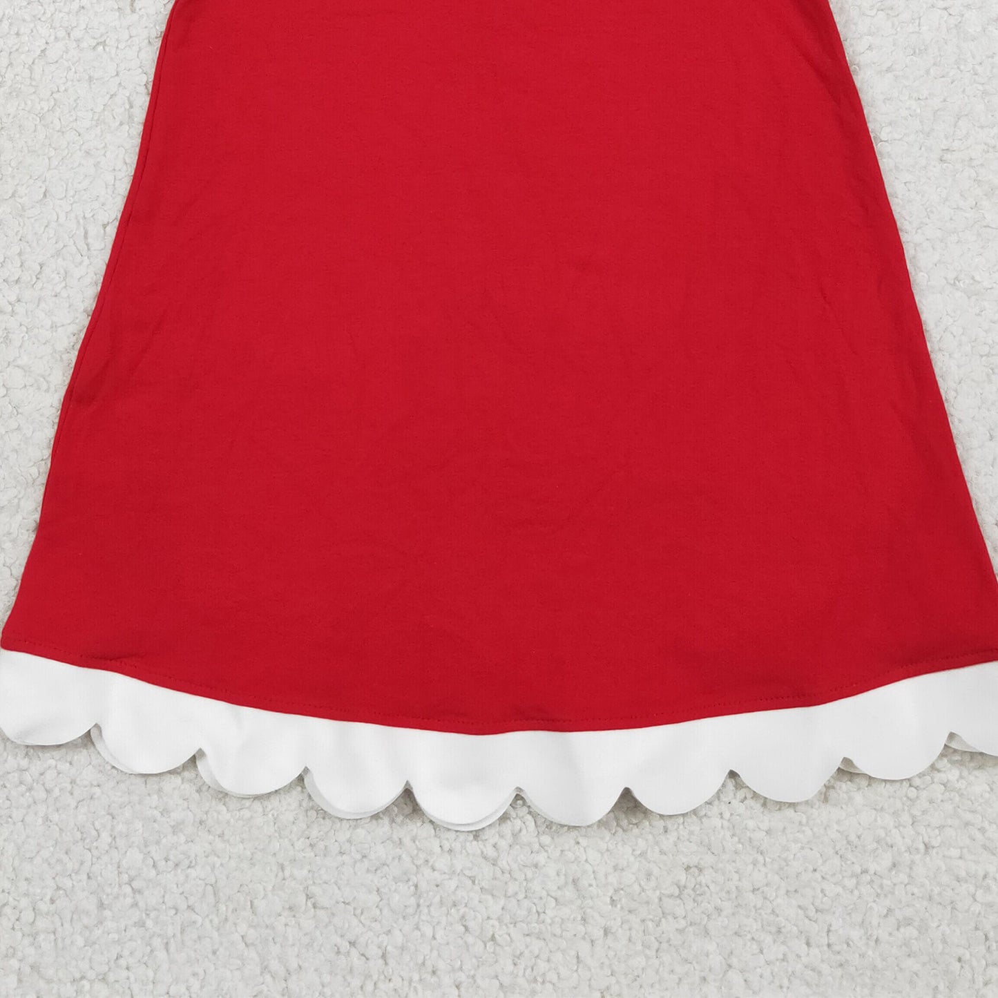 RTS NO MOQ cotton GSD4047 Baby Girls Sleeveless Red Scallop Knee-Length Dresses Summer Girl's Clothes