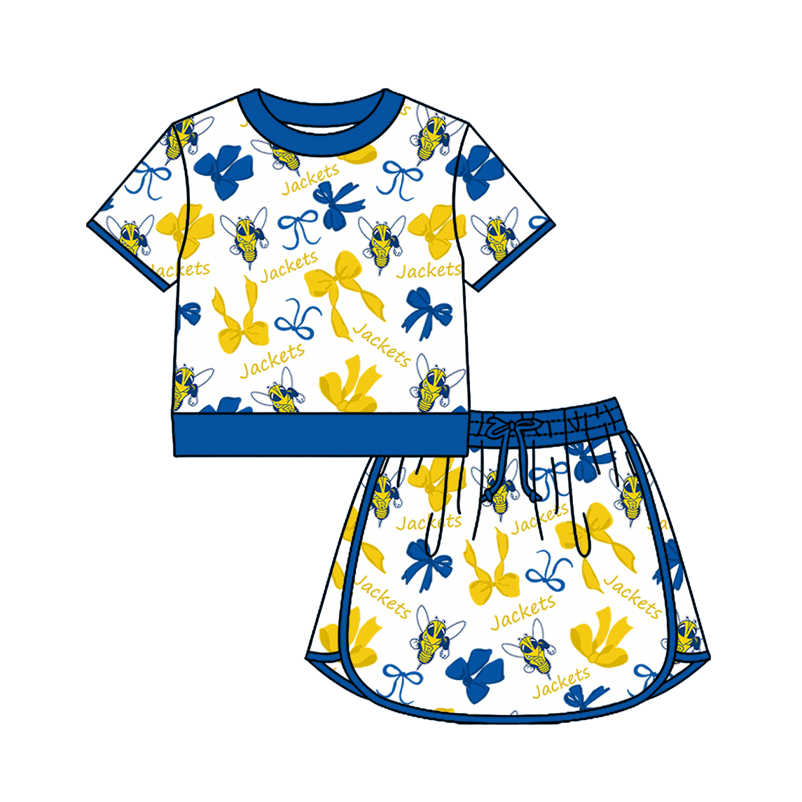 custom moq 5 mix size XY070206 Baby Girls Bow Short Sleeve Short Skort Outfit Set