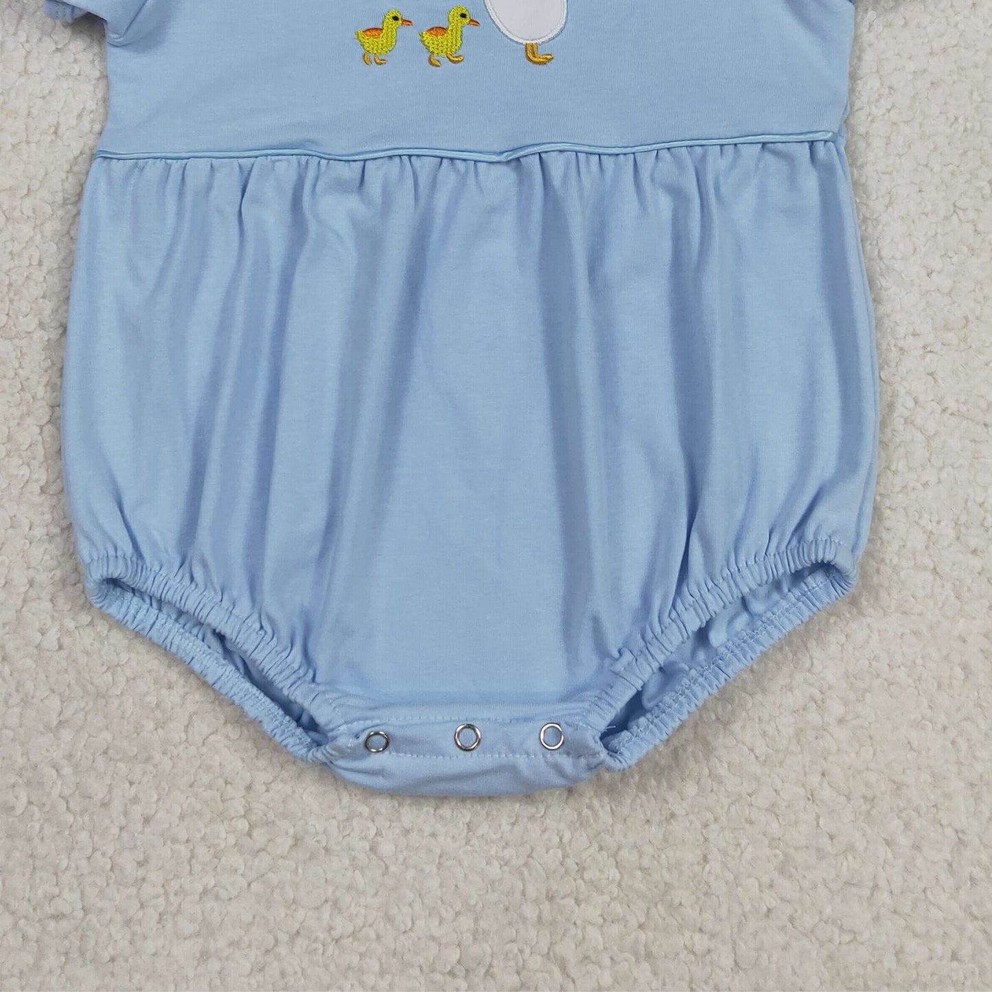 RTS NO MOQ SR3298 Baby  Girls Ducks Goose Embroidery Collar Short Sleeve Rompers