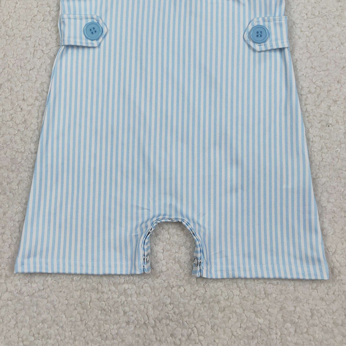 RTS NO MOQ SR3592 Baby Boys Embroidered Sleeveless Rompers Blue Stripe Little Brother Outfit Newborn Boys Clothing