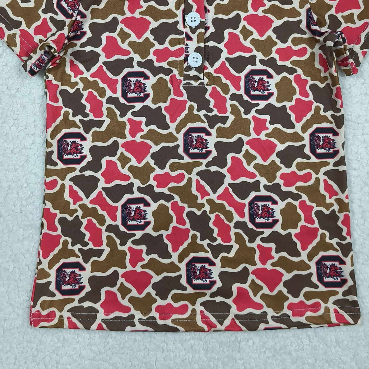 RTS NO MOQ BT1697 Baby Boys Camo Print Short Sleeve Button Polo Top