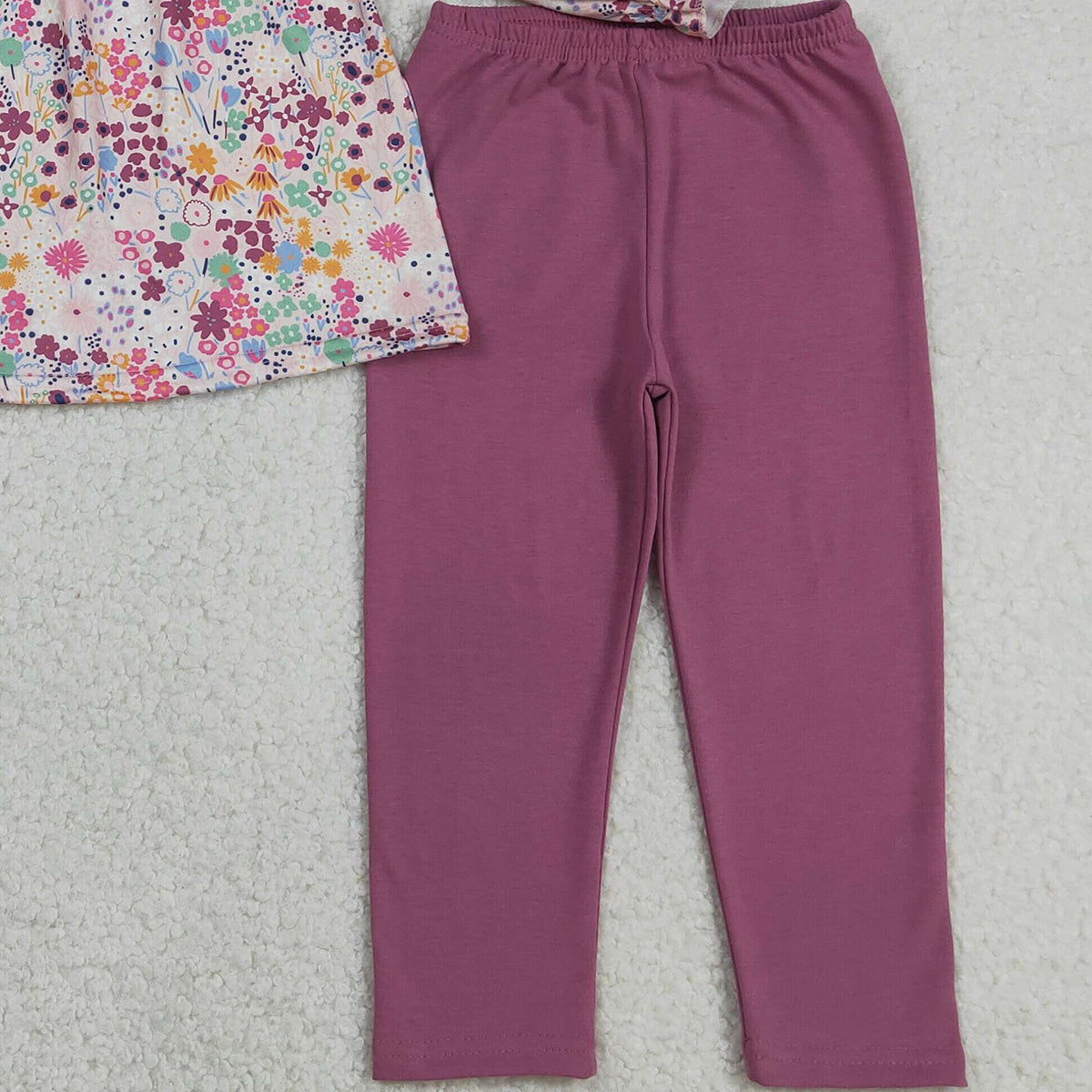 RTS NO MOQ GLP1817 Baby Girls Colorful Flowers Tunic Top with Legging Pants Cute Casual Outfit Set for Infants