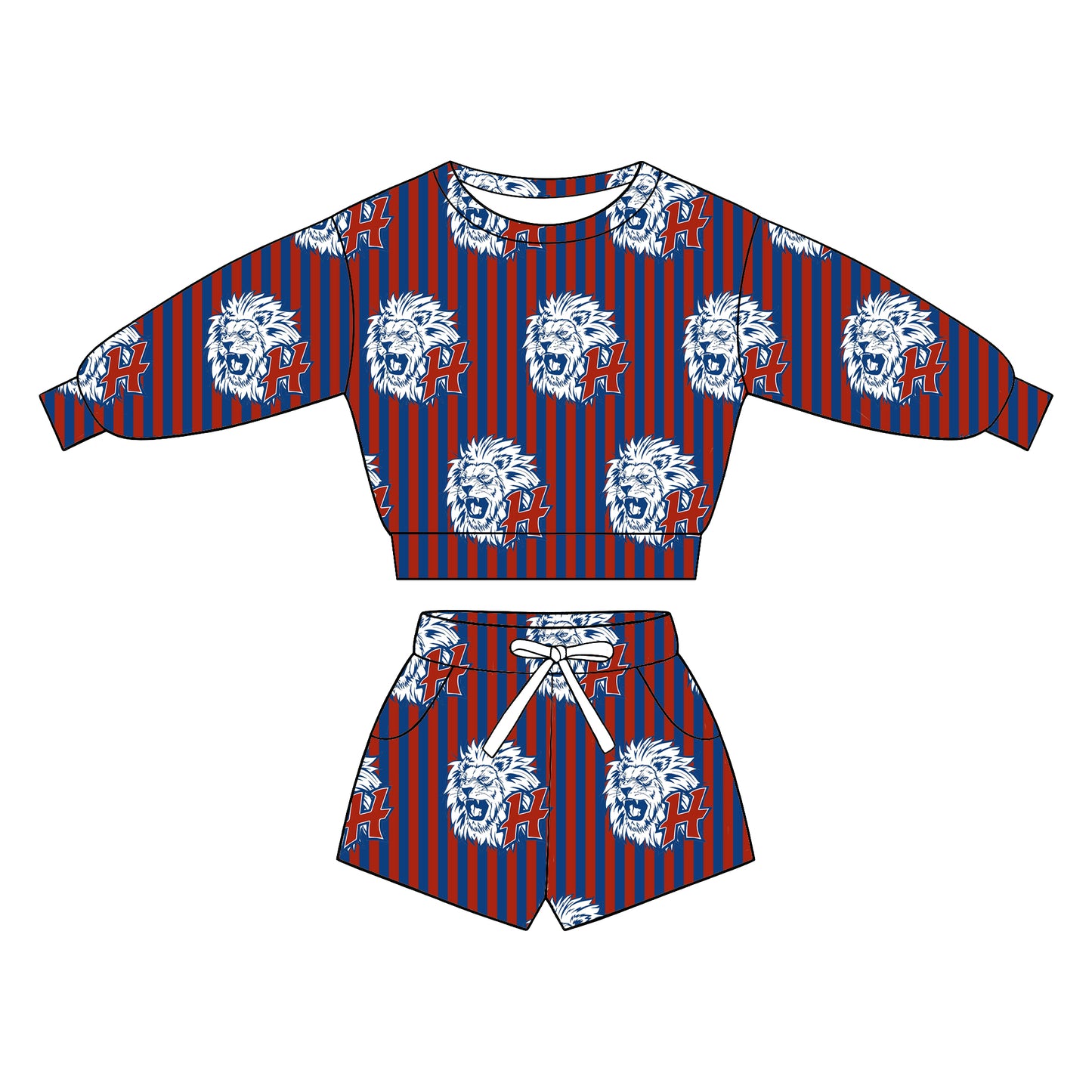 custom moq 5 mix size XY072006 Baby Kids Stripe Long Sleeve Top Drawstring Shorts Team Casual Outfit Set