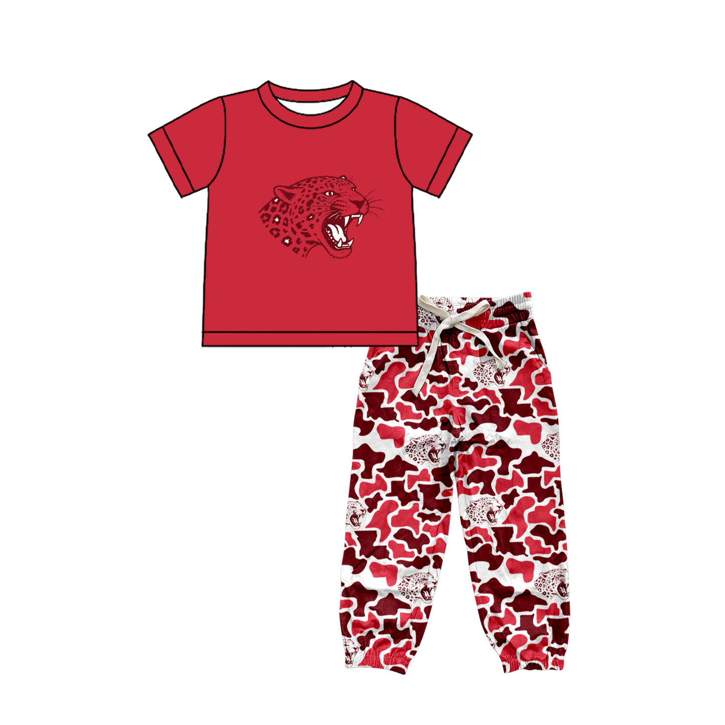 custom moq 5 mix size XY070106 Baby Boys Short Sleeve Top Camo Drawstring Pants Set Team Outfit