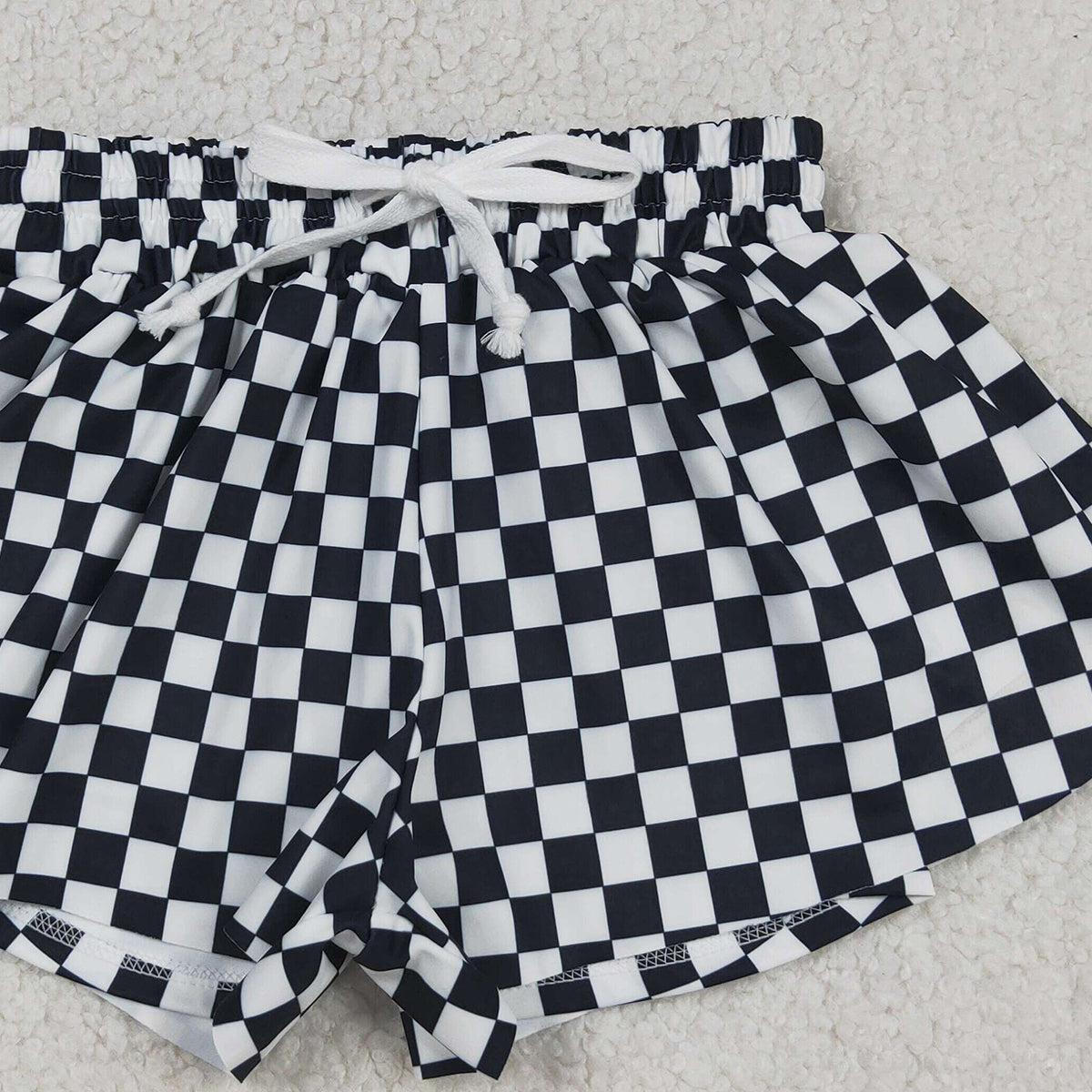 RTS NO MOQ SS0865 Baby Girls Black And White Plaid Yoga Active Wear Butterfly Shorts