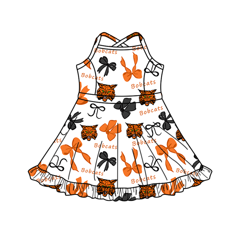 custom moq 5 mix size XY062906 Baby Girls Bows Print Strap Knee Length Yoga Skort Dress Activity Wear