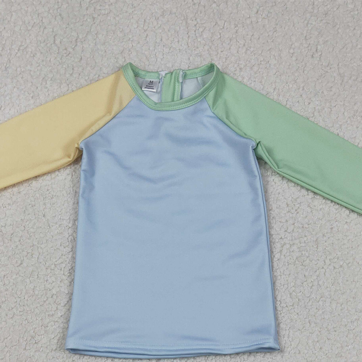 RTS NO MOQ S0634 Baby Boys Long Sleeve Swimsuit Yellow Aqua Blue Shirts Top Shorts Set for Infants
