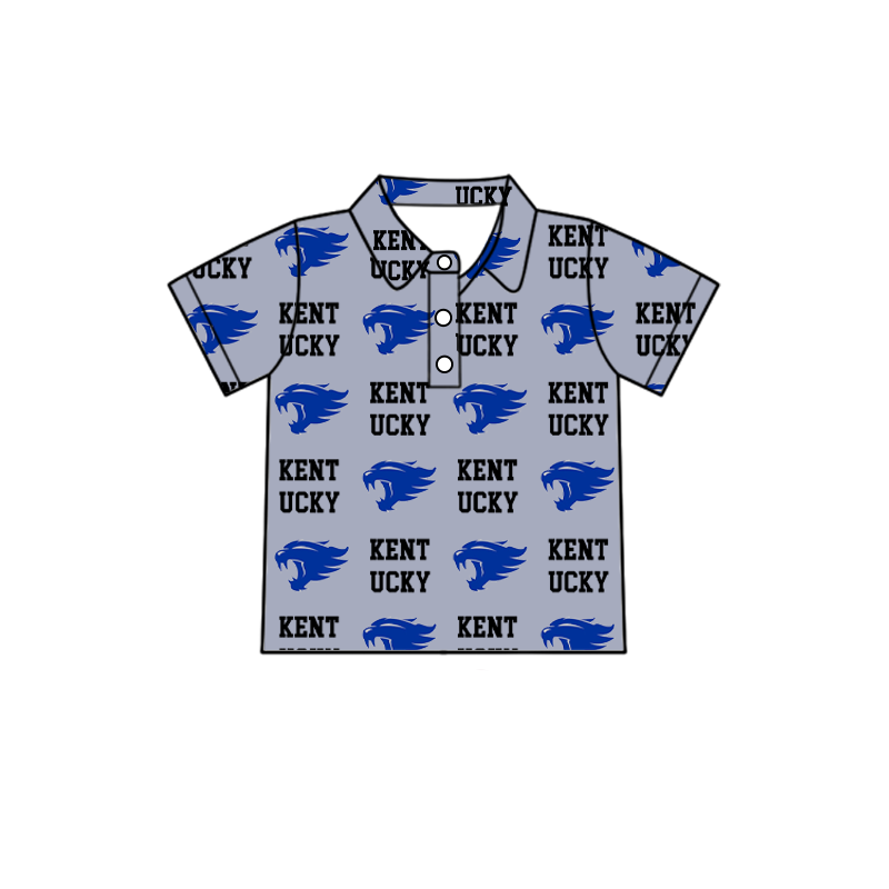 custom moq 5 mix size XY062606 Baby Boys Letter Print Short Sleeve Button Collar Polo Shirt