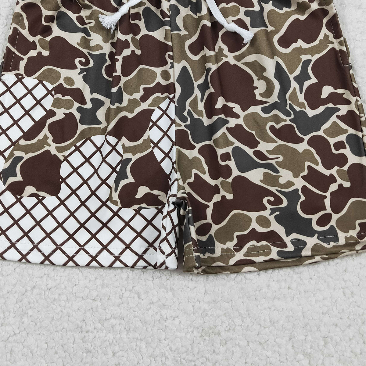 RTS NO MOQ SS0650 Baby Boys Dark Brown Camouflage Drip Team Shorts Bottom for Infants
