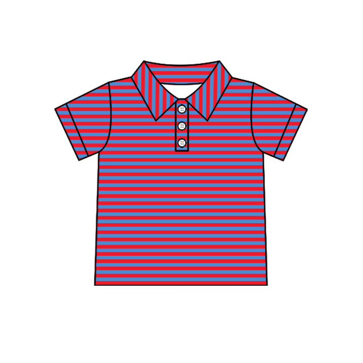 custom moq 5 mix size  XY072506 Baby Boys Stripe Print Short Sleeve Button Polo Shirt Casual Top
