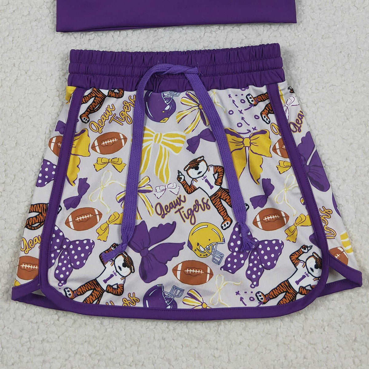 RTS NO MOQ GSD3695 Baby Girls Bow Football Top Skirt Short Set Active Yoga Clothes Team Outfit