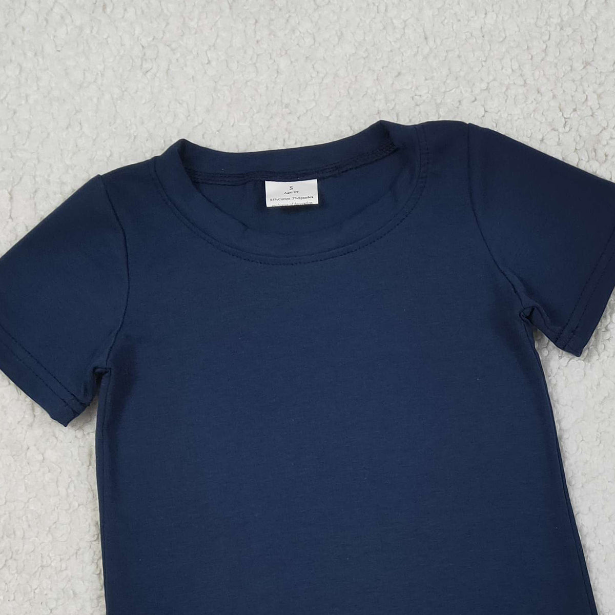 RTS NO MOQ BSSO1882 Baby Boys Navy Short Sleeve Shirt Top with Checked Pockets Short Clothes Set for Little Ones