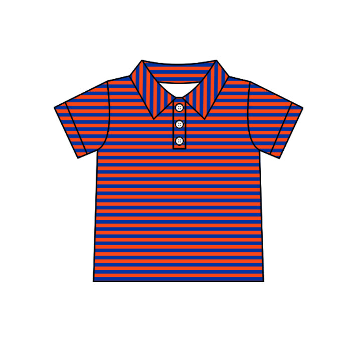 custom moq 5 mix size  XY072506 Baby Boys Stripe Print Short Sleeve Button Polo Shirt Casual Top