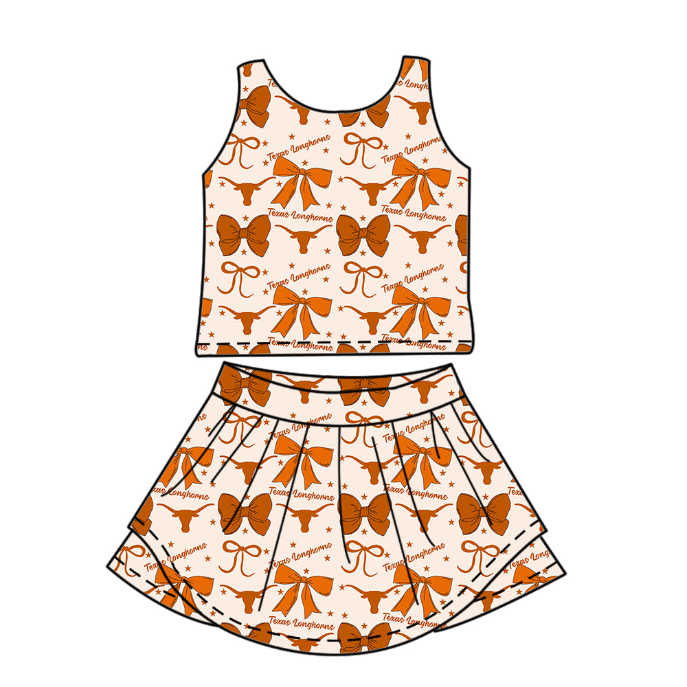 Custom moq 5 mix size milk silk summer teams baby girls clothes team bow sleeveless skirts sets and dress 1 and dress 2 and top-25.6.23