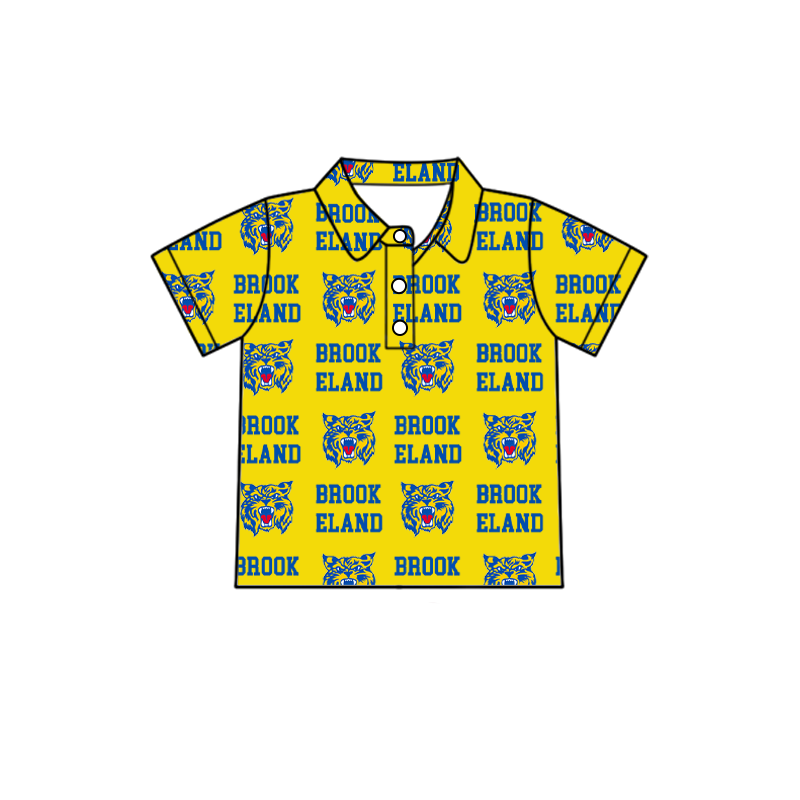 custom moq 5 mix size XY062606 Baby Boys Letter Print Short Sleeve Button Collar Polo Shirt