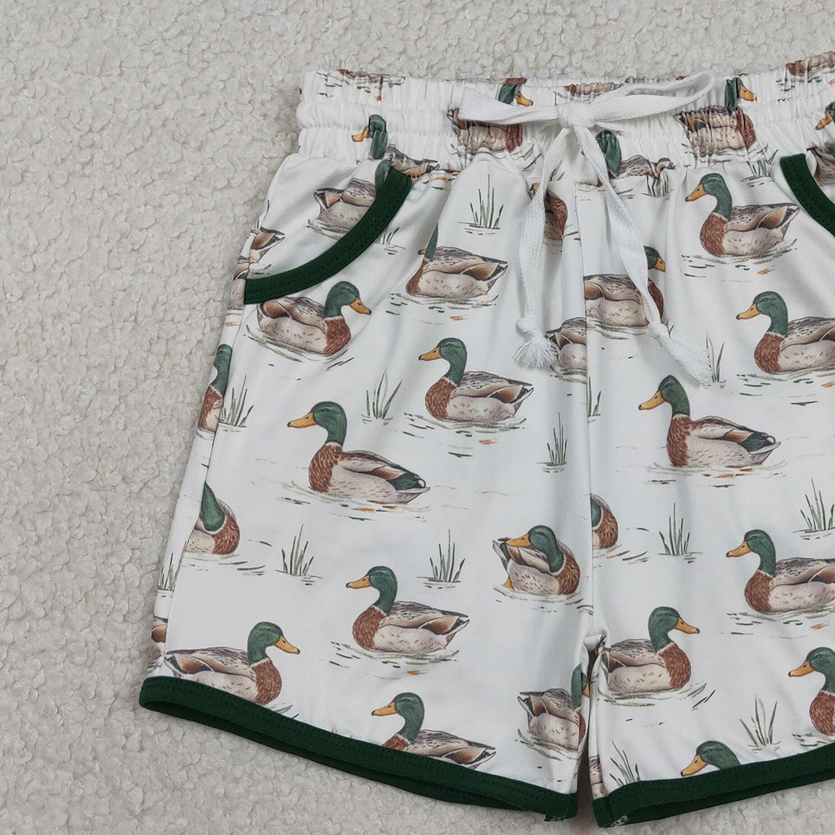 RTS NO MOQ SS0677 Baby Boys Hunting Pockets Shorts Bottom Ducks Print Comfortable Cotton Clothing for Babies