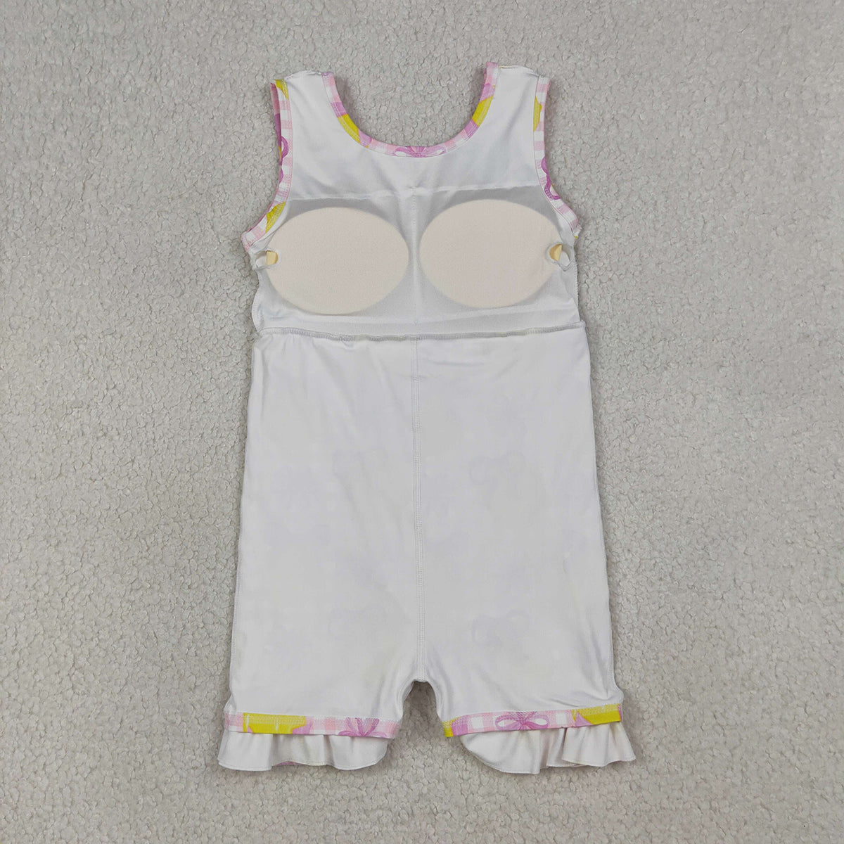RTS NO MOQ GSD3683 Baby Girls Pink Checked Bows Lemons Ruffle Yoga Active Shorts Knee-Length Dress