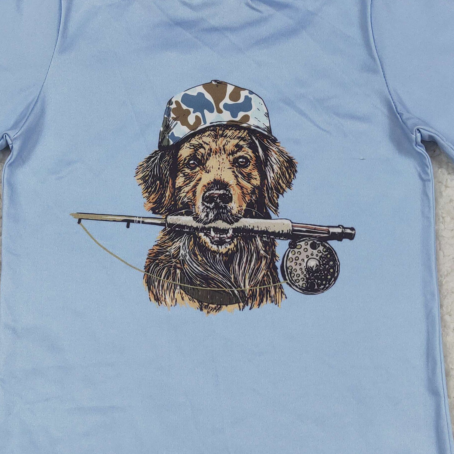 RTS NO MOQ milk silk BT1761+SS0873 Baby Boys Blue Dogs Fishing Camo Top Pocket Short Hunting Outfit