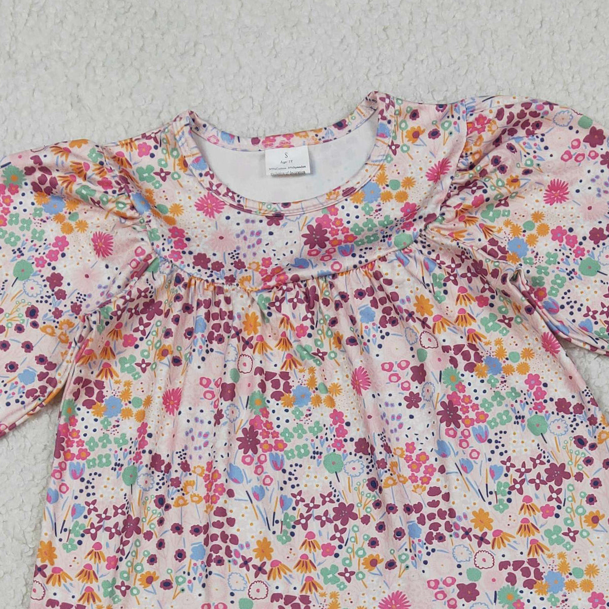 RTS NO MOQ GLP1817 Baby Girls Colorful Flowers Tunic Top with Legging Pants Cute Casual Outfit Set for Infants